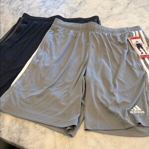 2 adidas Men’s Athletic Shorts in Light Gray and Black